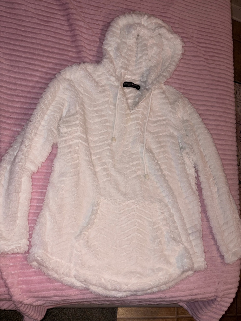 Women's Plush Hooded Teddy Jacket in Light Pink
